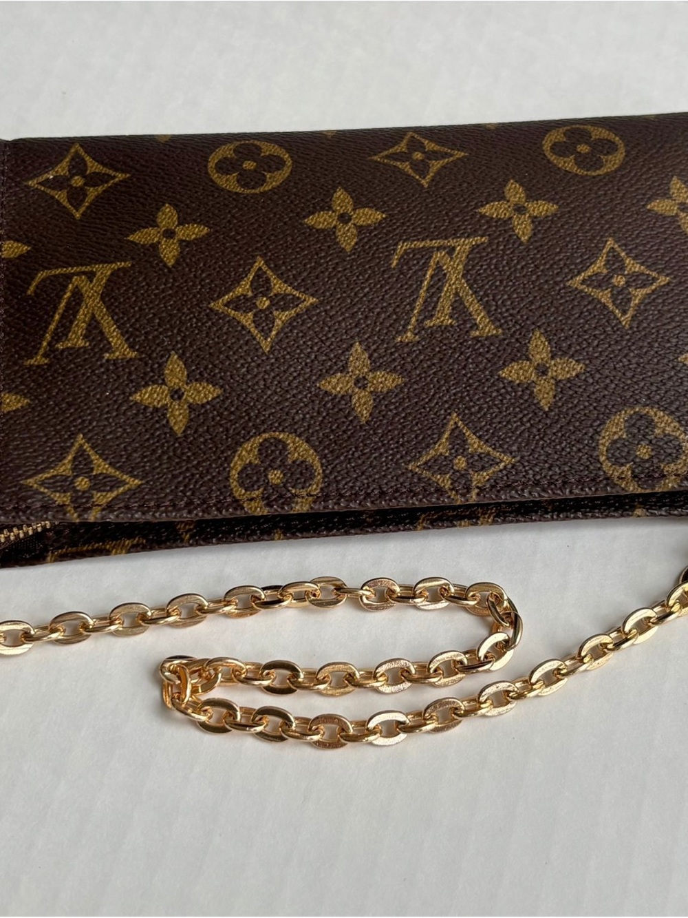 Louis Vuitton Monogram Canvas Chain Wristlet in Brown and Gold-Tone - Picture 6 of 14